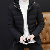 大码 上衣服 羽绒棉服男装 连帽棉衣外套青少年修身 2017秋冬休闲男士