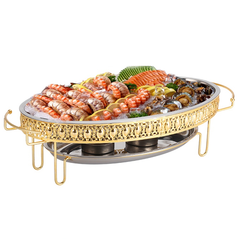 商用海鲜大咖盘子小咖锅加厚不锈钢烤鱼炉木炭诸葛烤鱼盘酒精碳烤