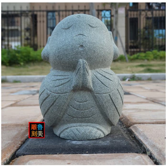 石雕青石小和尚小地藏菩萨石像小石佛雕刻创意办公室客厅装饰摆设