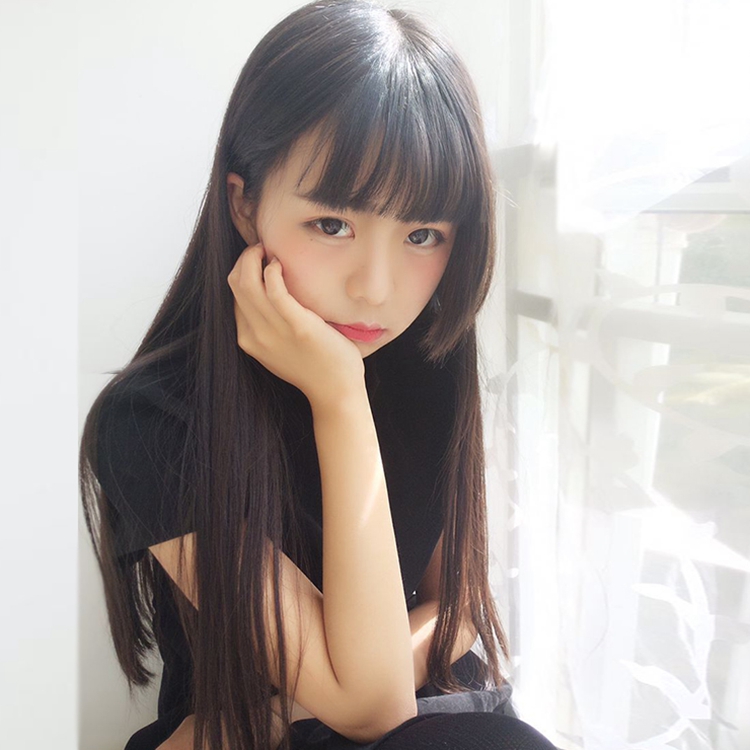 日系假发女 原宿风二次元假毛 三刀齐刘海长直发 姬发
