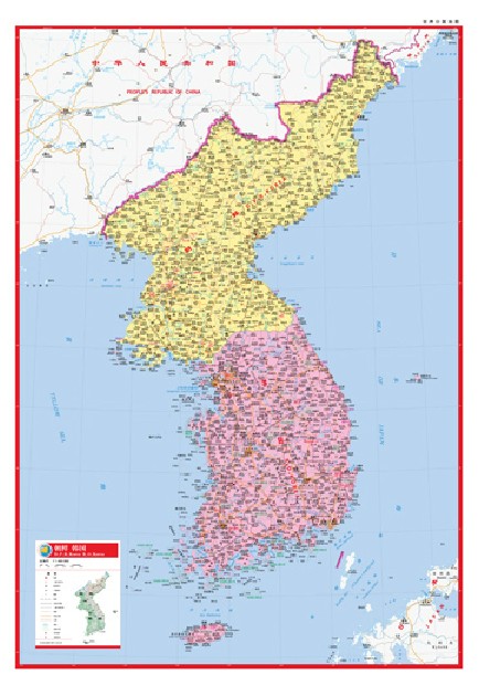 朝鲜地图韩国地图世界分国地图国内出版中外文对照大幅面撕不烂全新