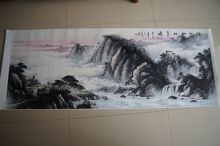 1:1真迹高清复制艺术微喷宣纸国画陈克永江山如此多娇