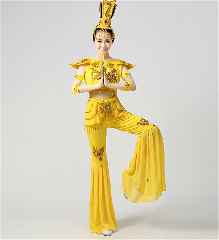 千手演出服敦煌飞天舞蹈服装儿童民族古典舞现代舞女泰国