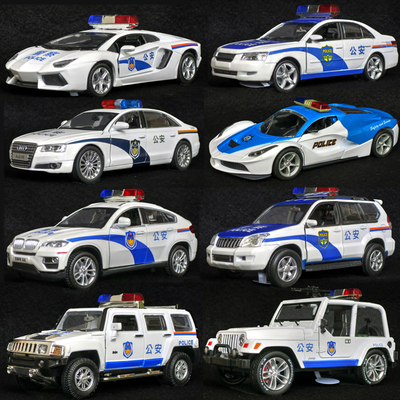 警车模型儿童玩具车1:32宝马x6合金车小汽车仿真回力警车声光版