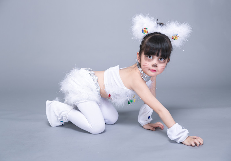 儿童波斯猫舞蹈服装幼儿猫咪表演服女童小猫演出服卡通动物表演服