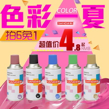 美国三和自喷漆黑白手摇自动修补漆汽车轮毂摩托车自行车改色涂鸦