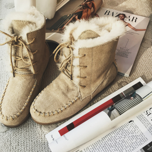 UU大魔王冬季磨砂牛皮防滑保暖棉靴雪地靴女