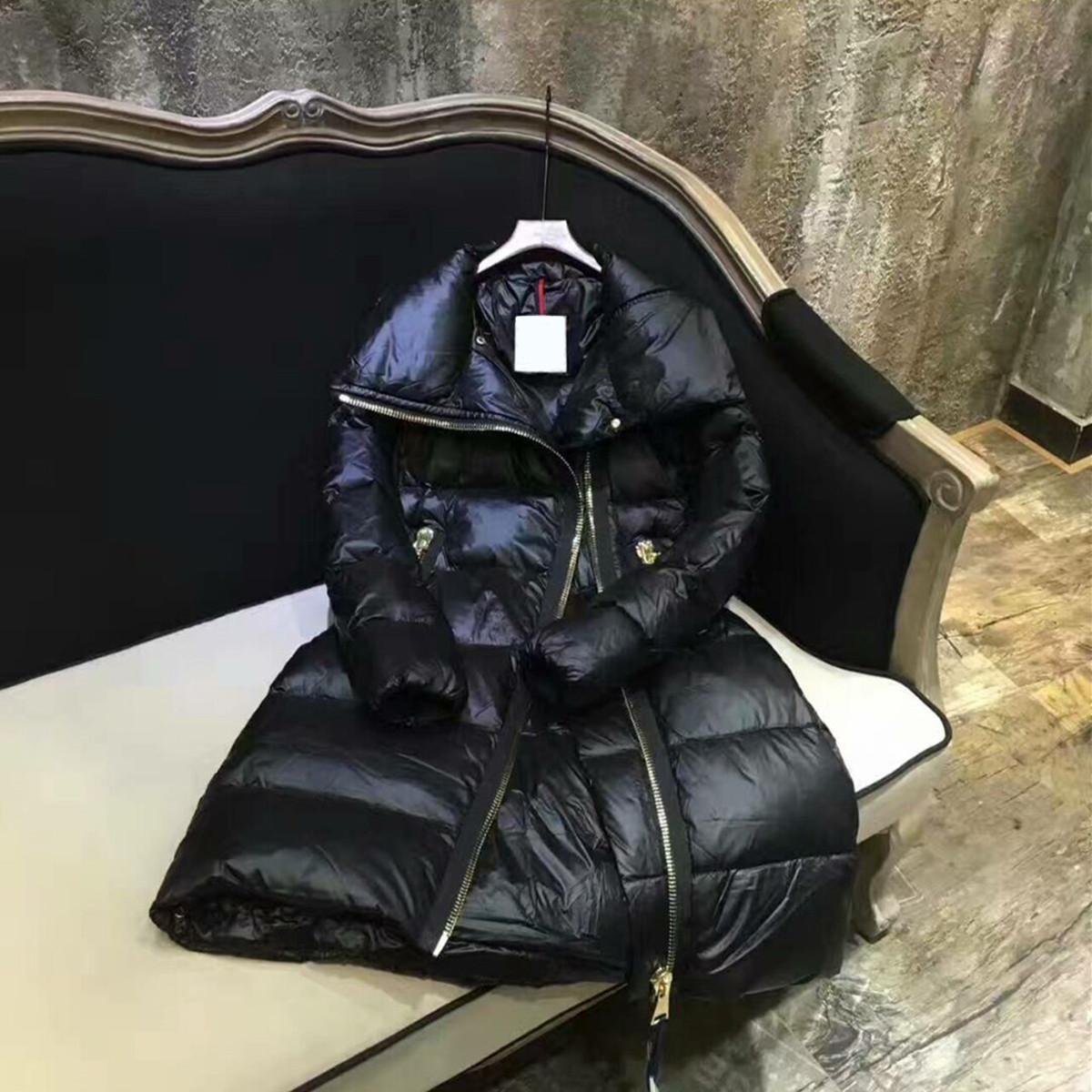 2017中长款羽绒服女加厚刘诗诗同款家大拉链立领鹅绒服m号现货