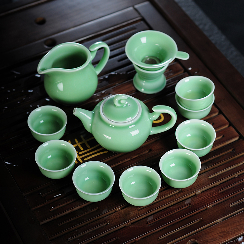 陶瓷功夫茶具套装特价青瓷整套茶具组合茶具茶杯茶壶茶海家用礼品