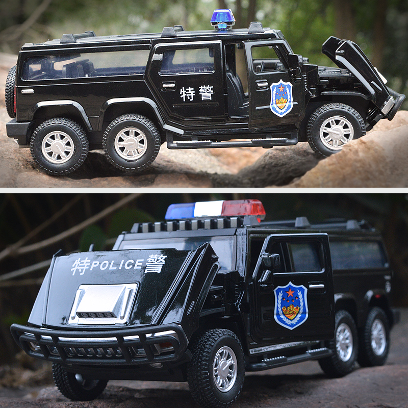 合金车警车悍马丰田轿车声光跑车小汽车模型回力车儿童玩具车礼物