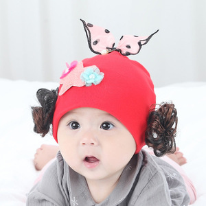 韩版女婴儿帽子春秋冬季0-3-6-12个月女宝宝纯