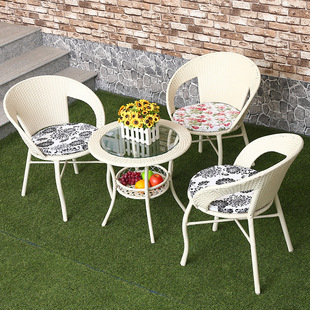 藤椅子茶几三五件套阳台桌椅休闲露台花园室外酒吧塑料 藤编家具
