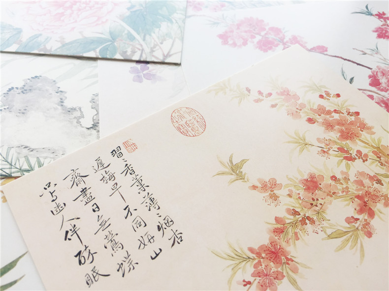 山水画创意明信片生日贺卡片/恽寿平花鸟册页画集/古风明信片唯美中国