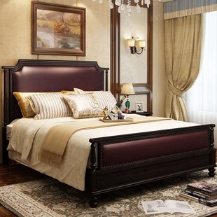 美式床全实木床高档家具1.8米主卧婚床1.5米橡木床双人床高箱床