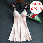 性感睡衣女夏冰丝带胸垫吊带情趣内衣极度诱惑真丝睡裙女 2017新款