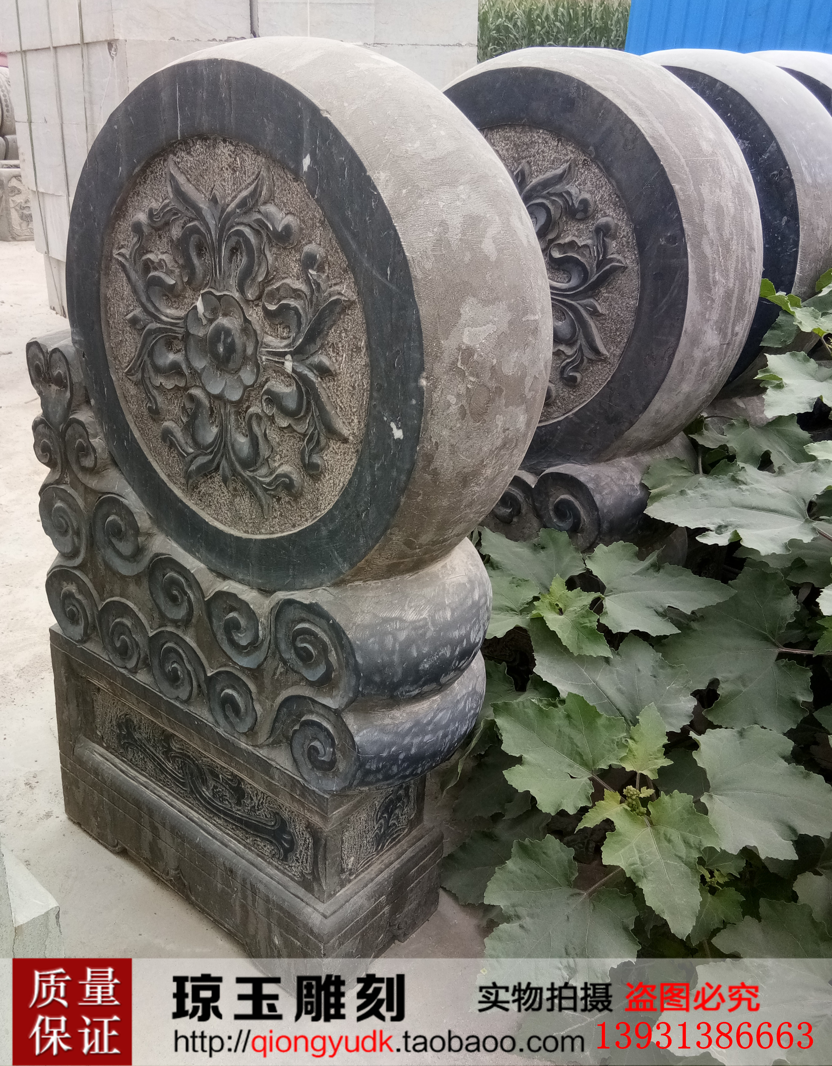 仿古石雕门墩汉白玉青石做旧门枕石抱鼓庭院装饰石雕摆件010