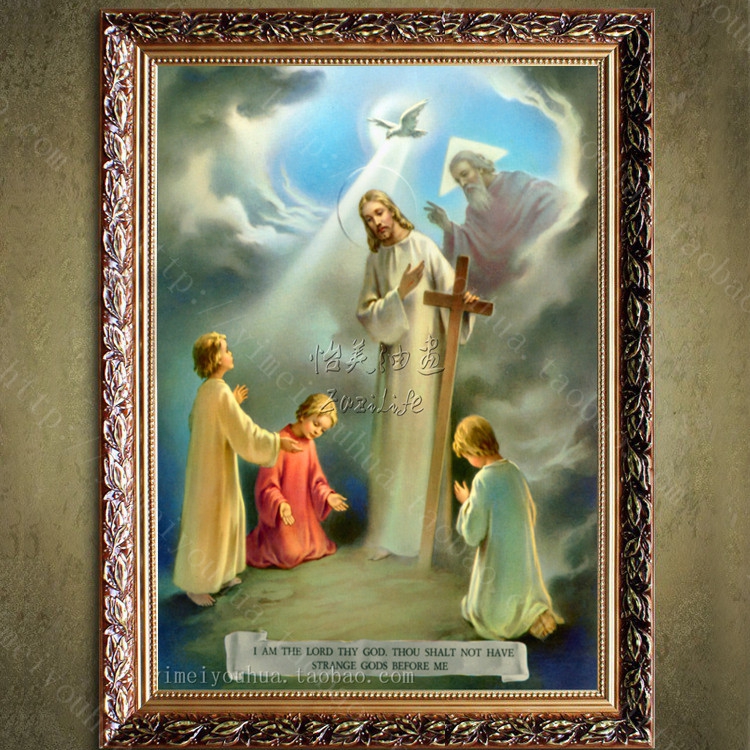 耶稣像天主教圣像画天主十诫油画定制