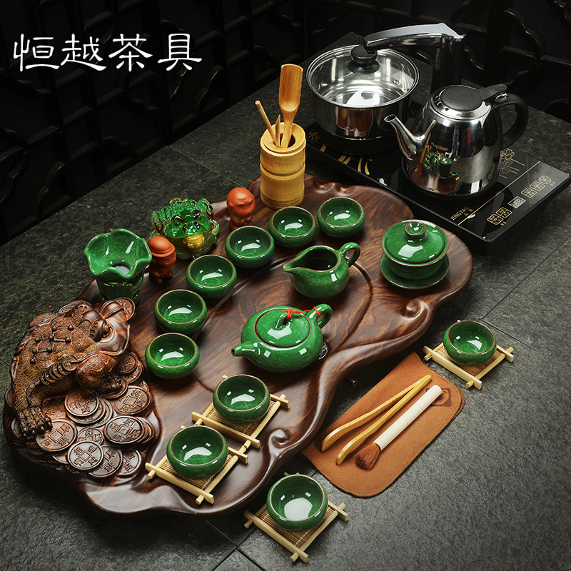 整套紫砂冰裂功夫茶具科技木茶盘四合一家用茶具套装茶台茶海特价