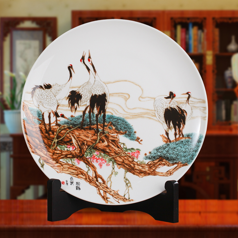 国家大师作品景德镇陶瓷器手绘艺术装饰盘子挂盘坐盘看盘瓷盘摆件