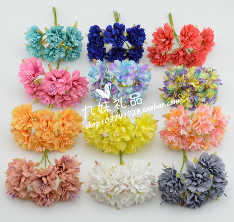 仿真花康乃馨 绢花 假花 diy手工花环材料 新娘头饰手捧花装饰花