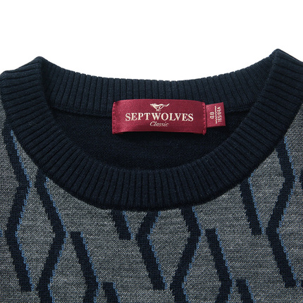 [<em>天猫</em>]七匹狼羊毛衫 秋冬新品 男士圆领菱形<em>套头</em>