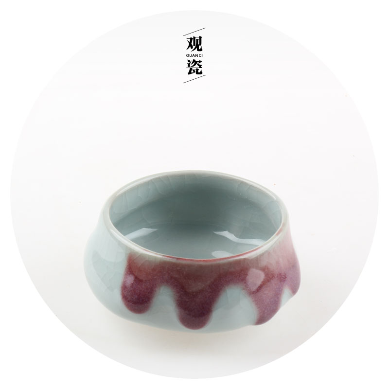 哥窑汝窑钧瓷开片茶具茶杯主人茶杯静月异形陶瓷茶杯功夫茶具单杯