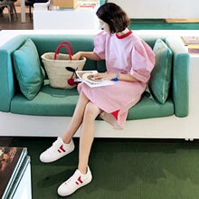 女装 JU151705 2017红色条纹宽松圆领连衣裙PB 韩国代购 韩已订特惠