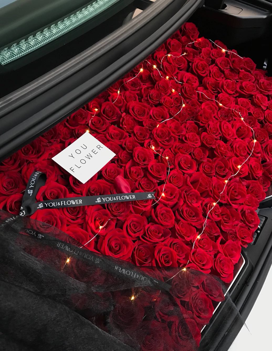 鲜花定制汽车后备箱玫瑰惊喜表白汽车布置装饰制造浪漫泉州厦门