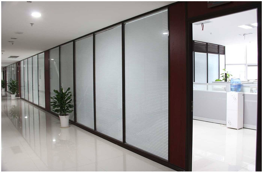 玻璃高隔断 办公室高隔断双玻百叶铝合金隔墙80款上海