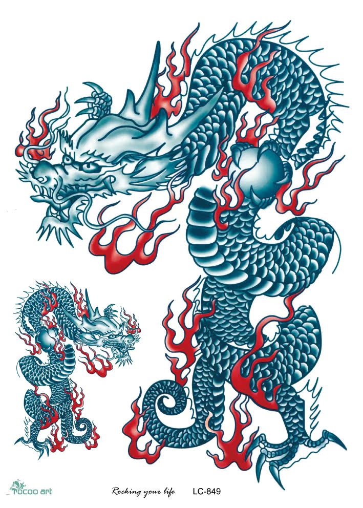 3d大花臂过肩青龙图腾狼头刺青全手臂身上乳下纹身贴纸持久防水男