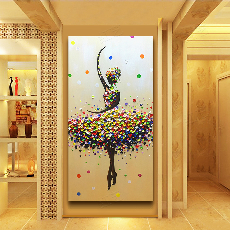 简约玄关过道纯手绘油画装饰画客厅墙壁画走廊挂画抽象画芭蕾舞者