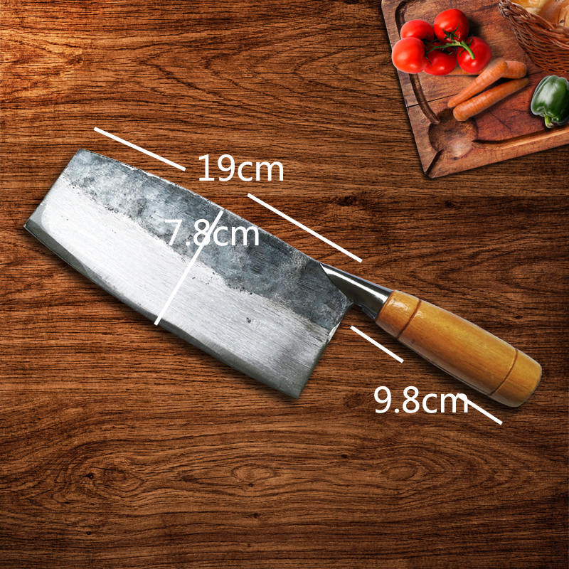 传统纯手工铁菜刀 锻打夹钢切片刀切菜刀 铁匠打造老菜刀 锋利