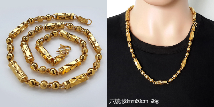 男士镀金项链粗款龙头金项链霸气龙骨沙金仿金项链粗大金链子长款