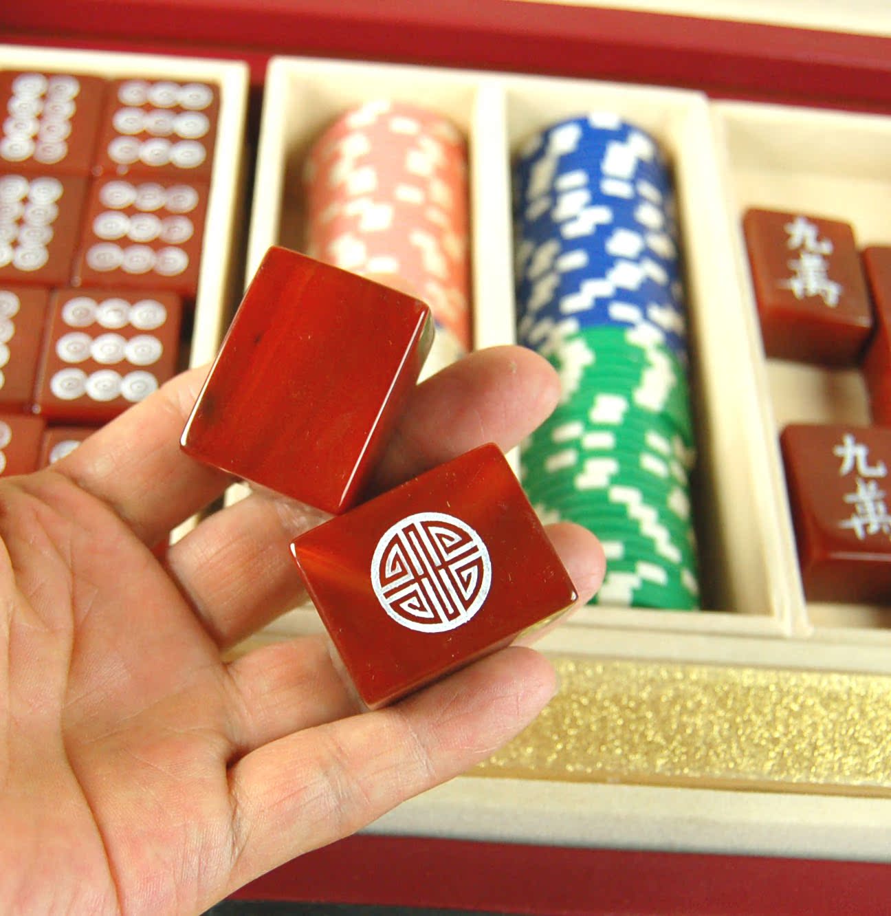 雀侠棋牌 春去春来 优选精选 天然红玛瑙 玉器精品 麻将牌 包真