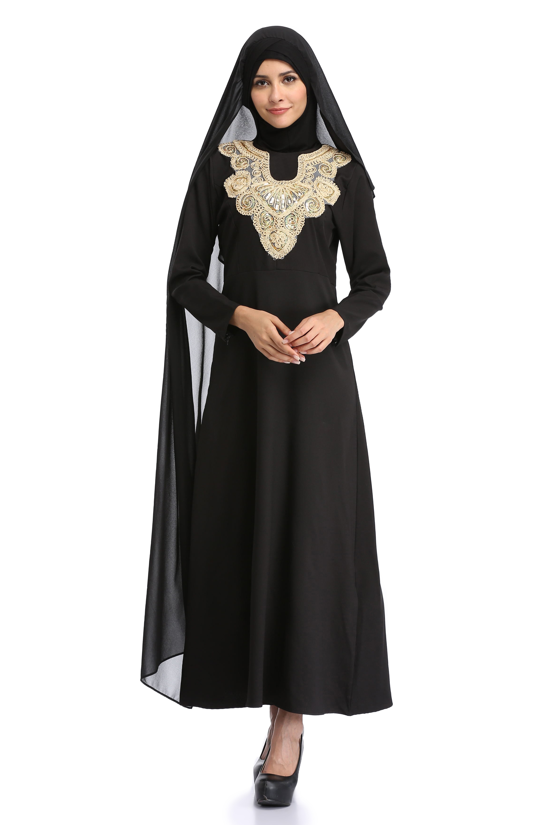 穆斯林女服装民族风回族服装气质淑女大码美衣连衣裙muslim dress