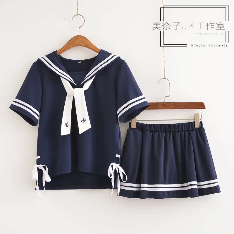 日韩系新款水手服海军风jk制服学生装毕业班服学院风套装cos制服