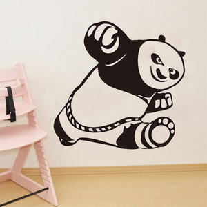 功夫熊猫墙贴出拳黑白现代简约时尚大气儿童卡