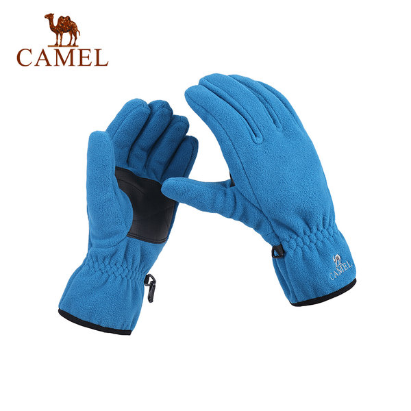 camel/骆驼户外手套 防风保暖简约纯色抓绒手套