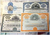 4张不同国外雕刻版老股票实物收藏证券真品投资行业环境软装陈设