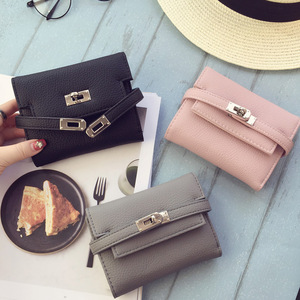 荔枝纹锁扣短款钱包