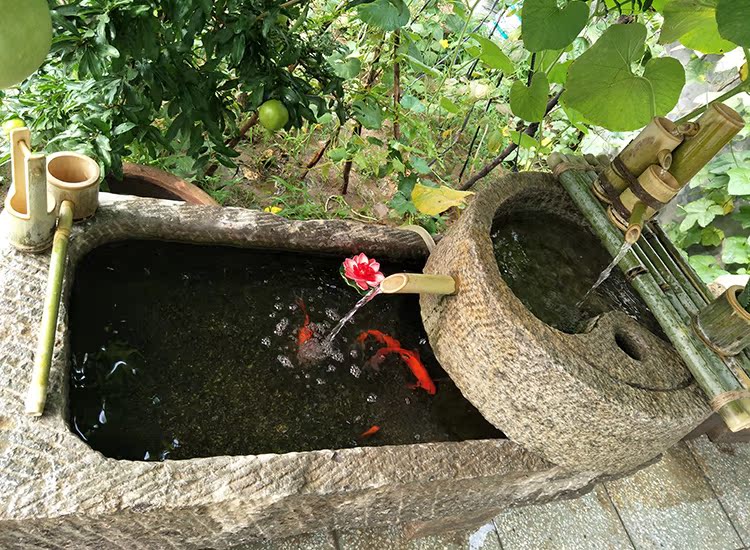 牛槽老旧石槽鱼缸流水猪槽庭院装饰石头花盆石盆水景木架石雕摆件