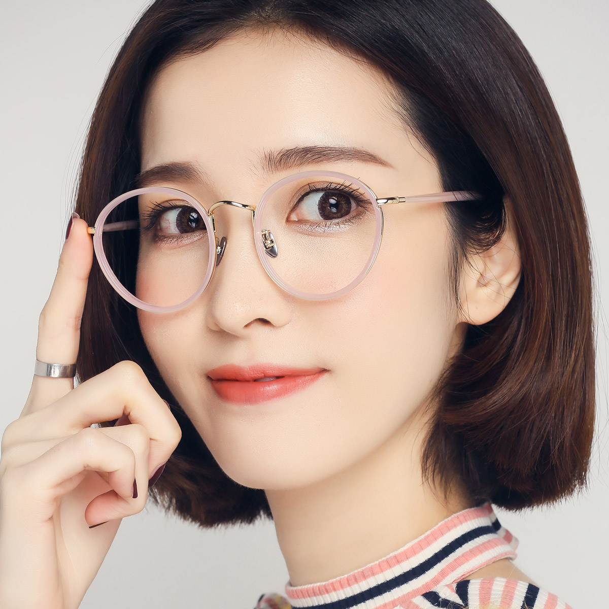 成品近视眼镜女圆框眼镜复古平光镜近视眼镜架超轻学生配镜防蓝光