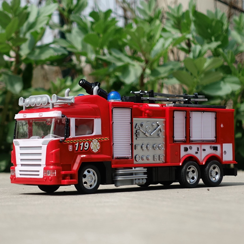 喷水消防车玩具大号 电动遥控车喷水车充电灯