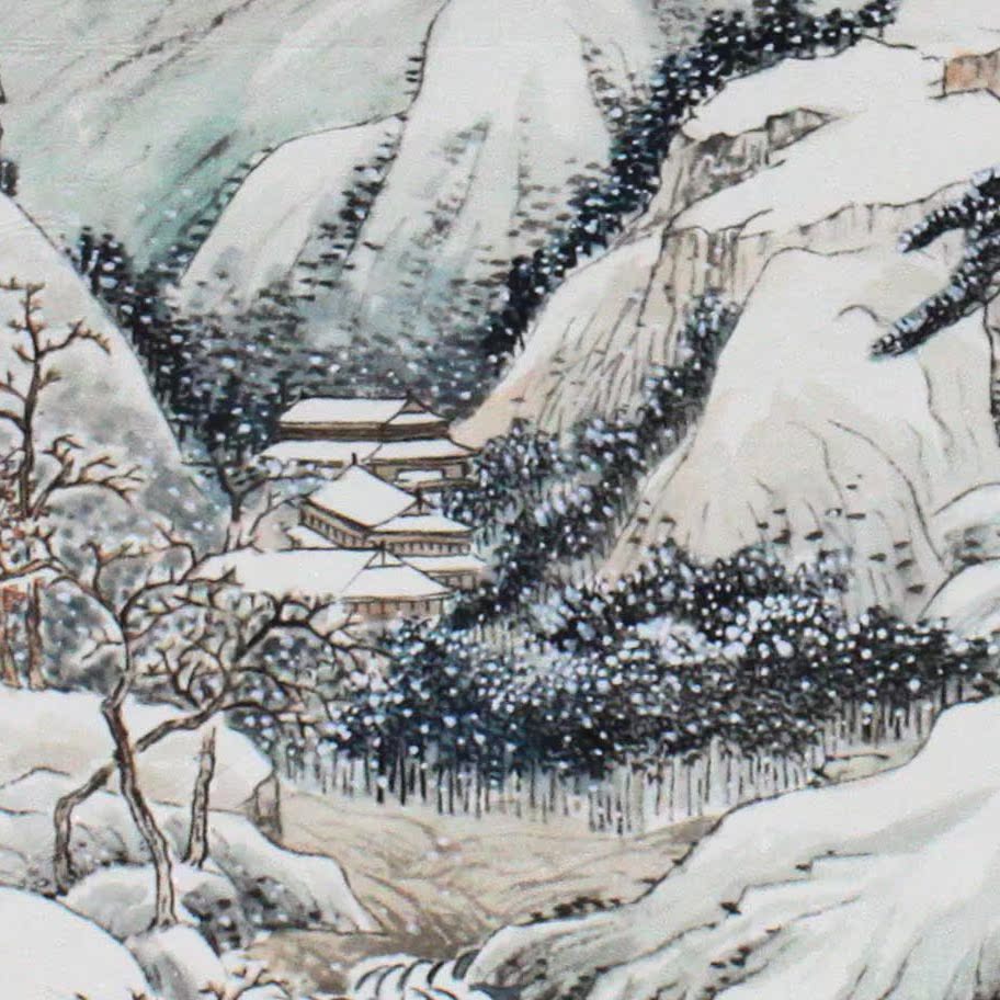 锦翰堂 耕夫 国画山水《雪景》纯手绘写意风景装饰画