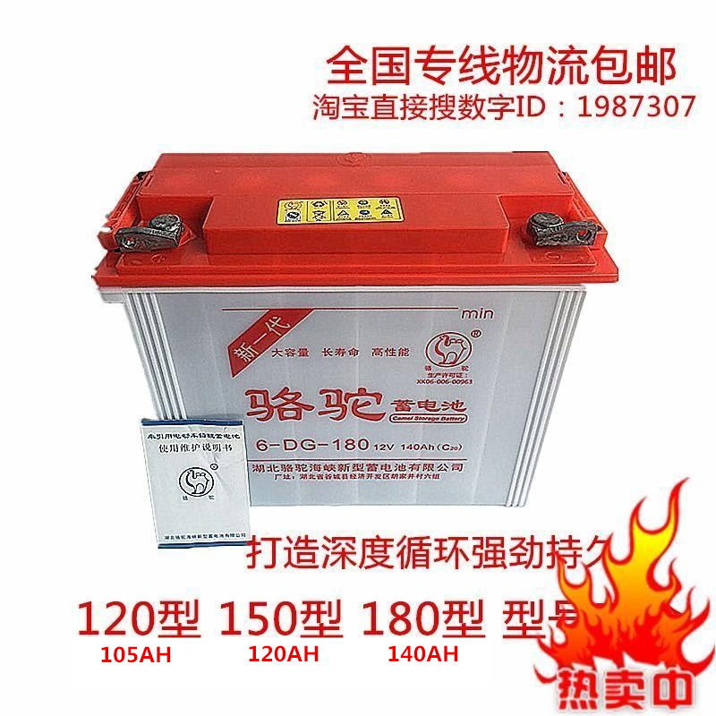 骆驼电动三轮车四轮巡逻车载客车牵引蓄电池12v120ah水电瓶180型