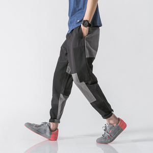 青年不规则拼接撞色休闲裤