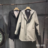 秋季韩版修身中长款风衣男青年薄款时尚潮流休闲连帽外套原创男装