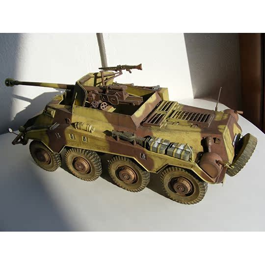 德国sdkfz 234-4 lauben装甲车 纸模型 1:25 军事战车 军武宅手工