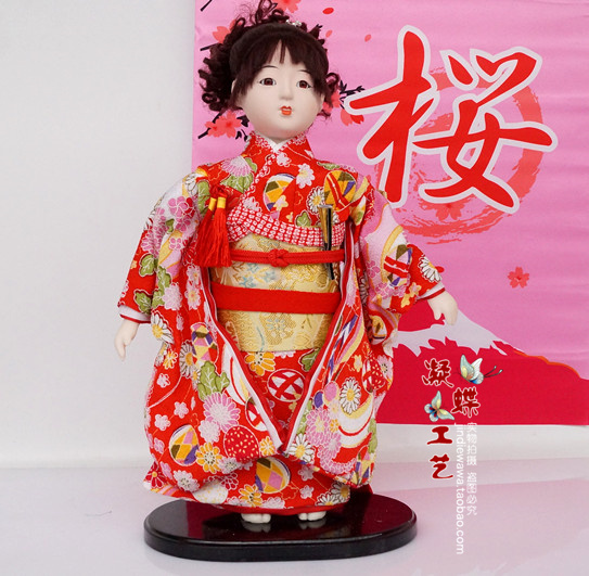 1个包邮日本市松人形34cm灵魂摆渡花子娃娃日本人偶艺妓女儿节礼