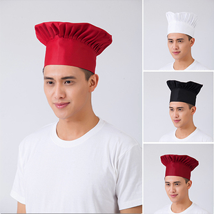 厨师平顶帽 可调节男女通用型厨师帽子 工作帽厨房酒店西餐厅布帽